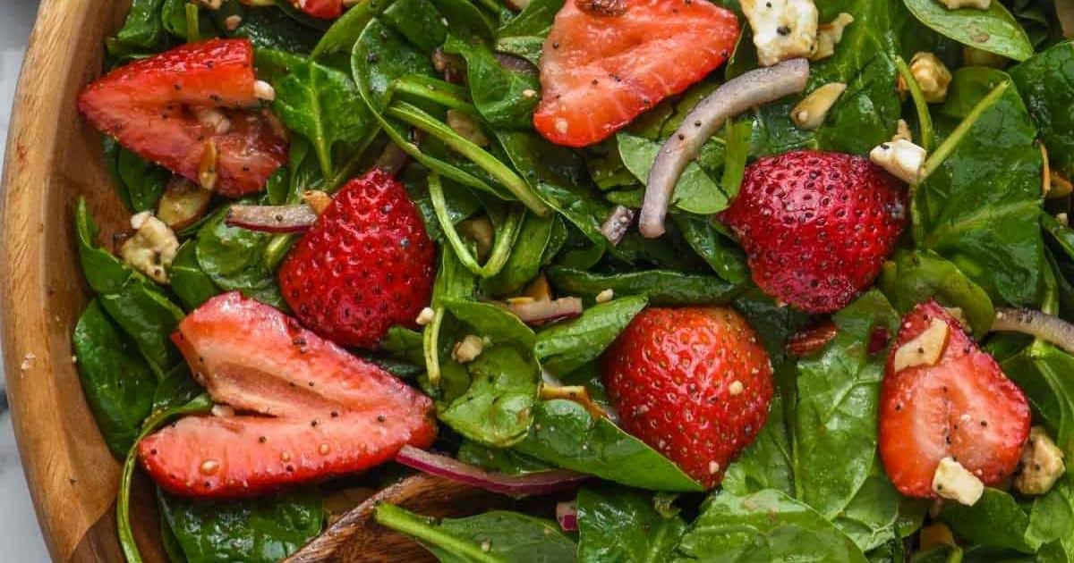 Best Strawberry Spinach Salad Recipe with Homemade Poppy Seed Dressing